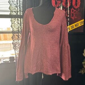 American Eagle Outfitters Women's Burgundy V-Neck Sweater